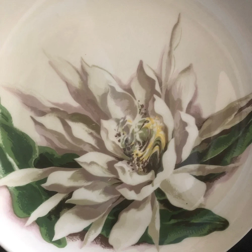 Santa Anita Ware Flowers of Hawaii - Night Blooming Cereus Plate - Made in CA